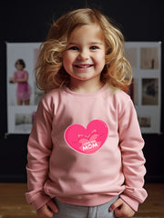 Girls Heart Pattern Crew Neck Sweatshirt For Spring Fall