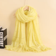 Womens Linen Crinkle Long Soft Scarves Wraps Voile Solid Shawls Scarf