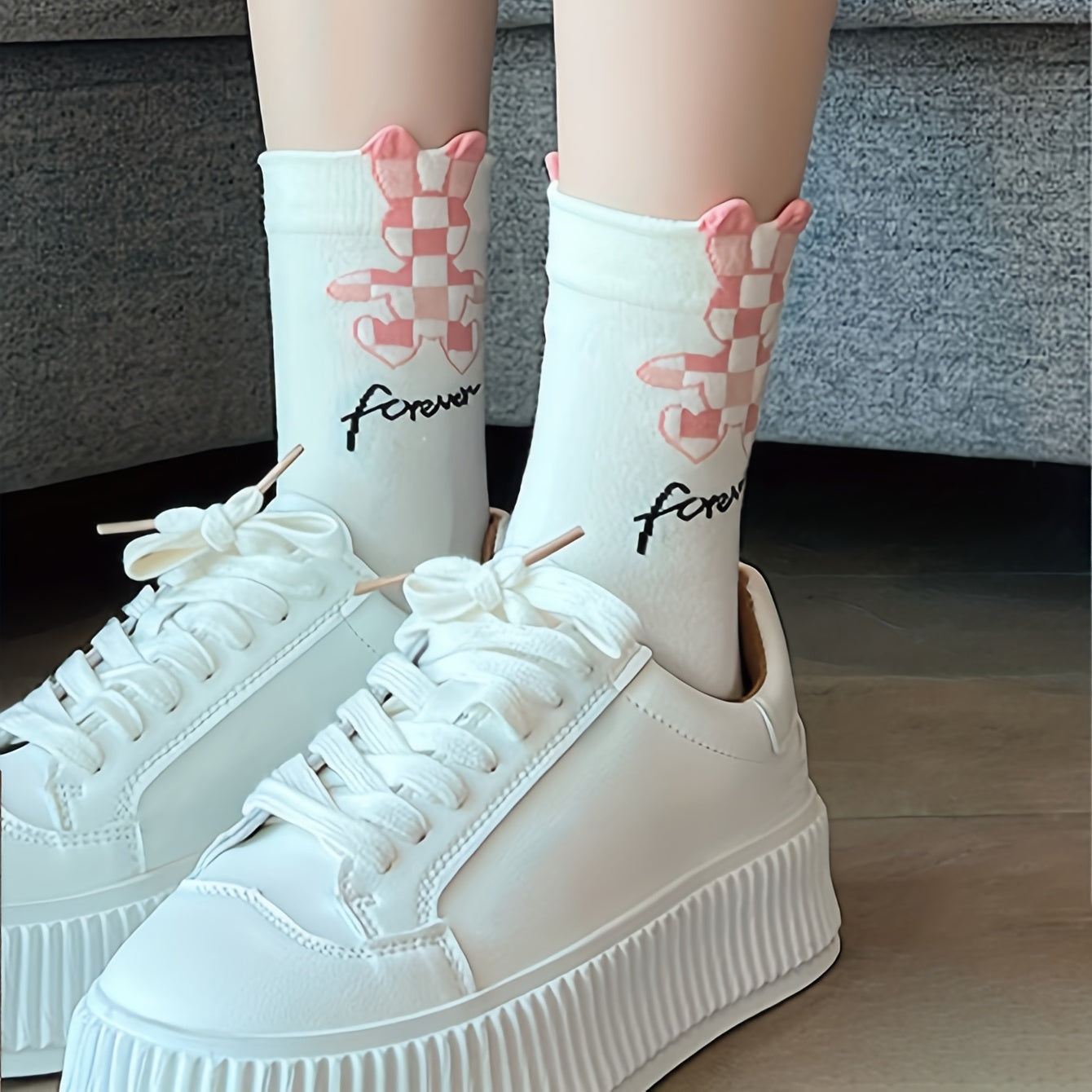 5 Pairs Rabbit Print Socks Women's Mid Tube Stockings