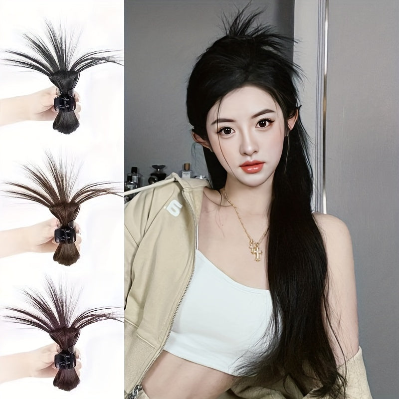 Feather Shuttlecock Hair Bun Clip Synthetic Fiber Hair Extensions