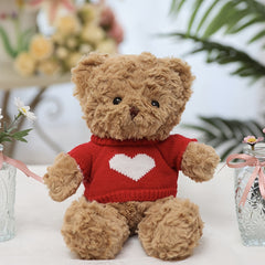 11.8 Inch Teddy Bear Plush Toy with Heart Pattern Clothes