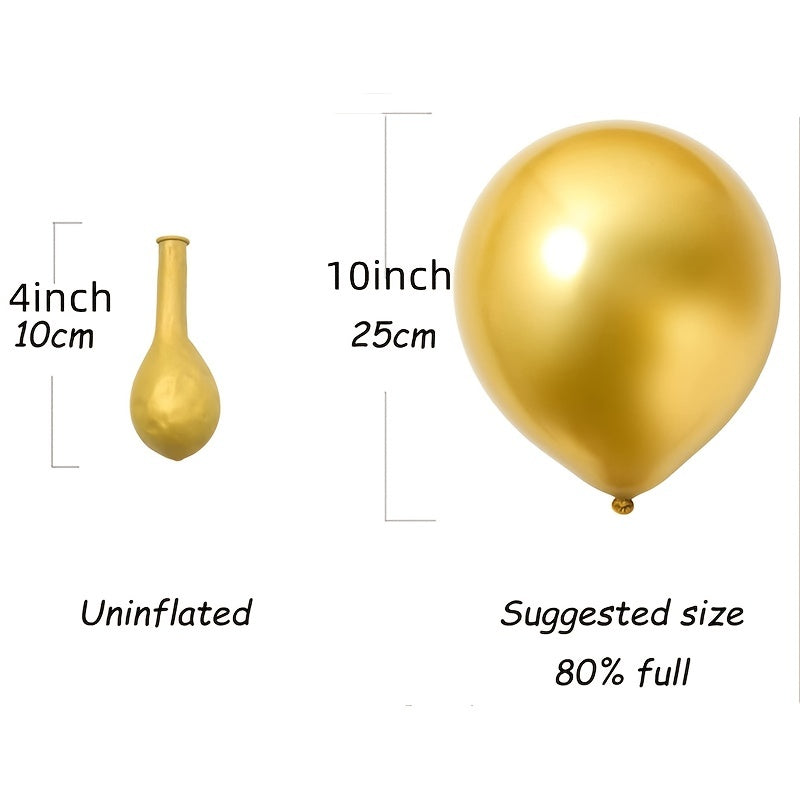 20pcs 10 Inch Metallic Balloon Chrome Latex with Ribbon for Birthday Engagement