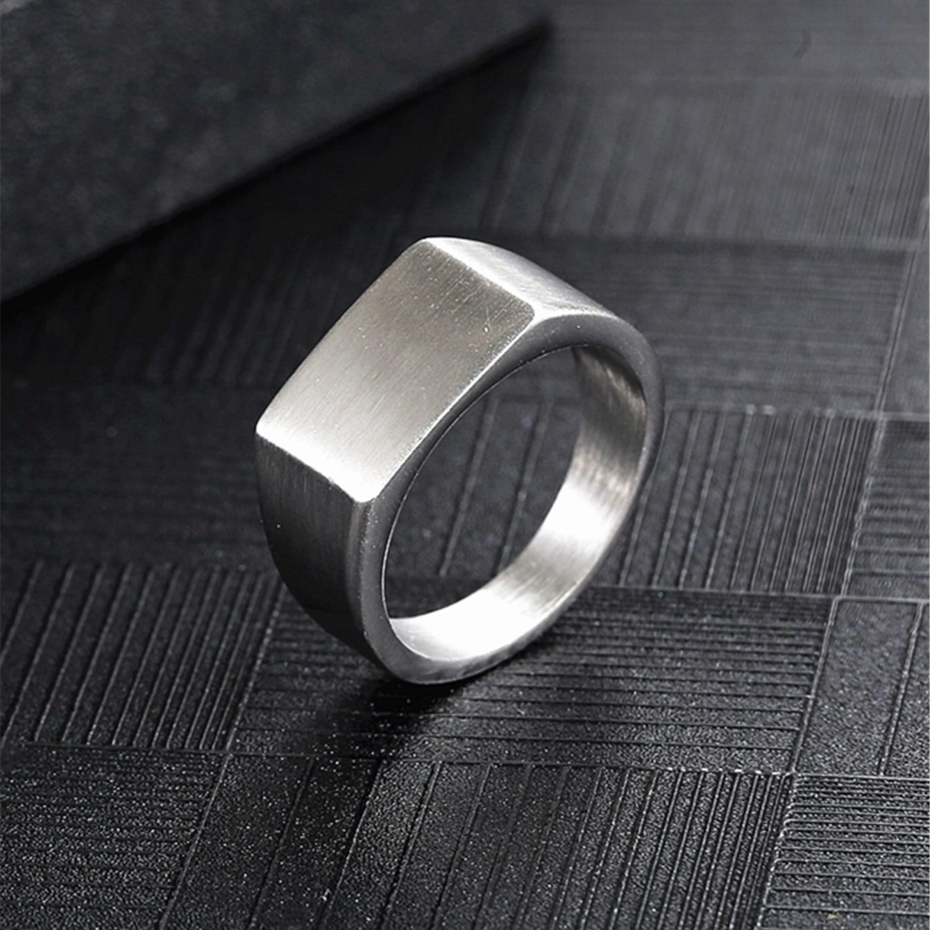 Vintage Stainless Steel Square Ring for Men