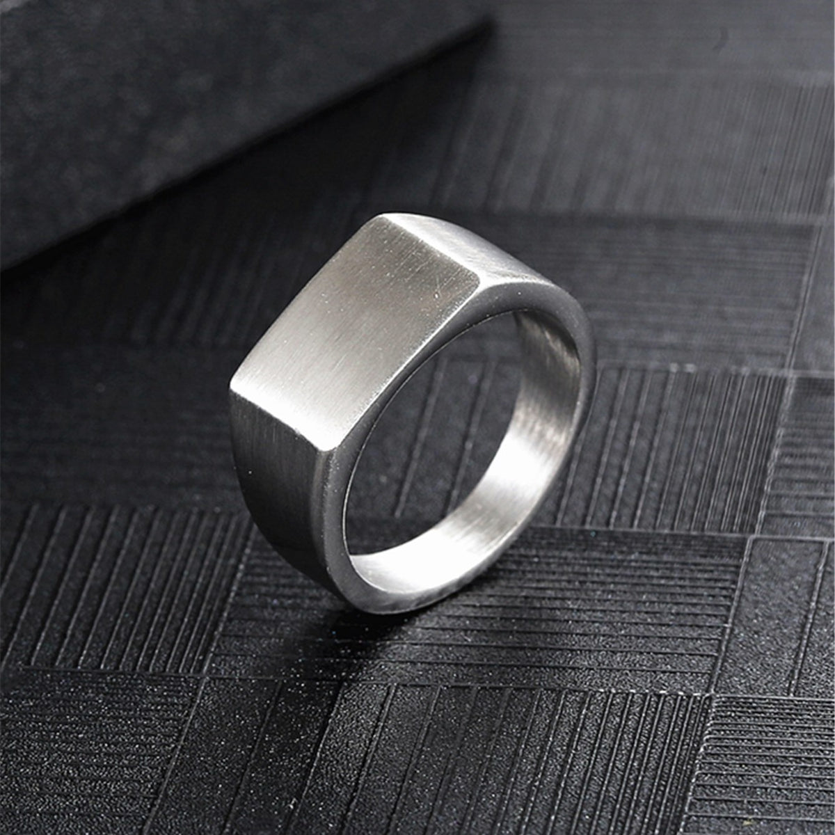 Vintage Stainless Steel Square Ring for Men
