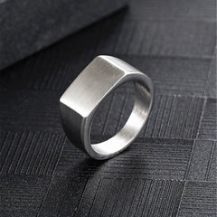 Vintage Stainless Steel Square Ring for Men