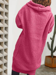  Solid Long Sleeve Hooded Cardigan