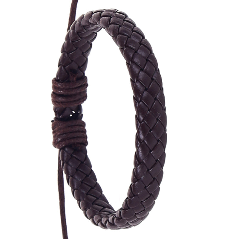 Vintage Men's Braided Leather Hand Rope Bracelet