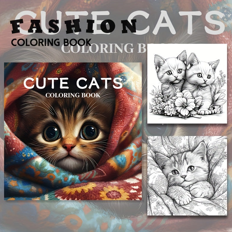 Cat Coloring Book 22 Pages Thick Paper Fun Creative Halloween Christmas Gift