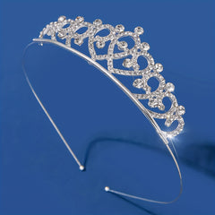 Silver Tiara Rhinestone Crown Hair Accessory Girls Party Decor