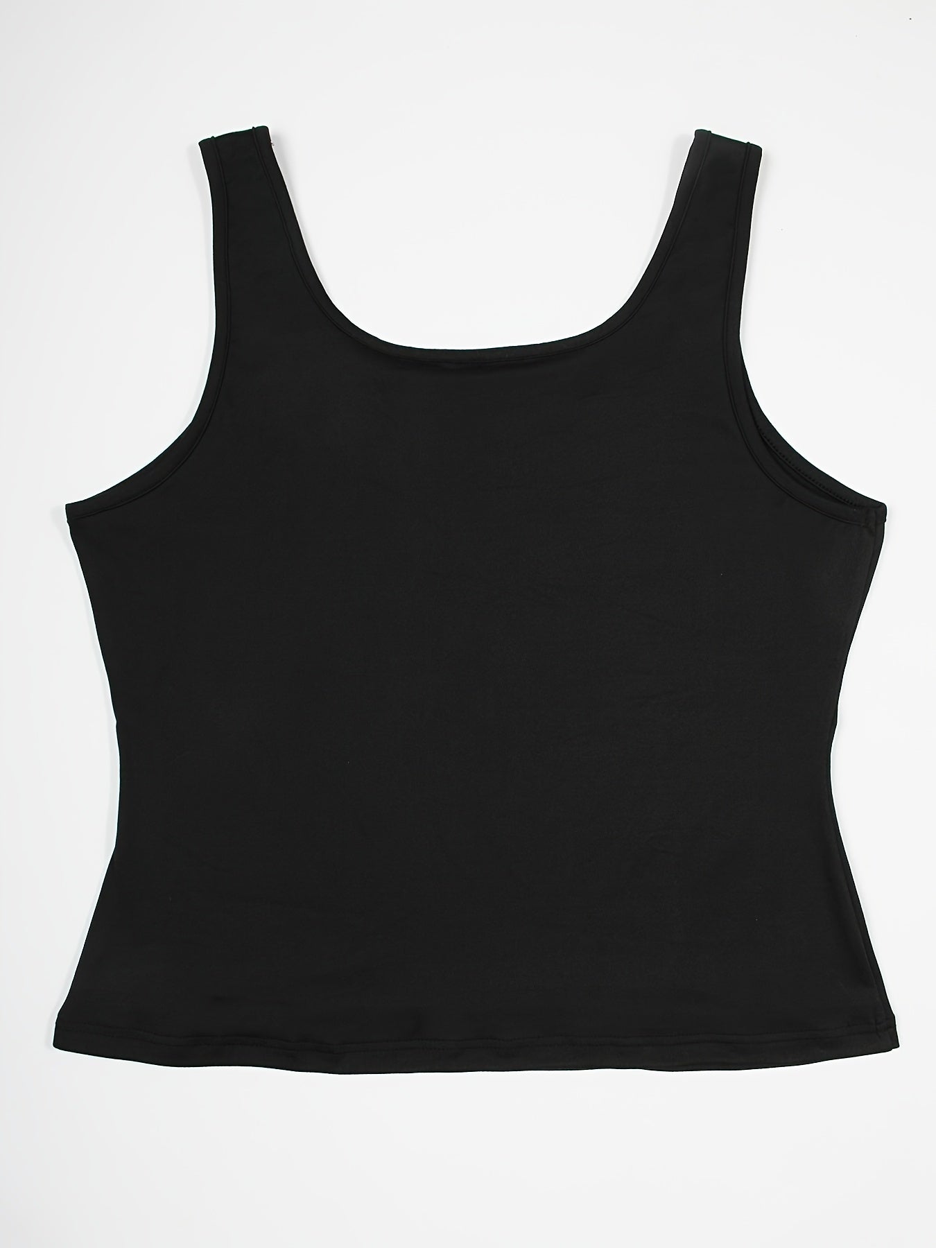  Solid Square Neck Stretch Tank Top