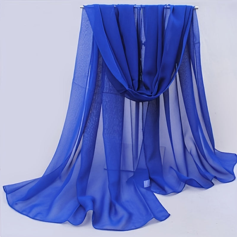 Chiffon Scarf Solid Shawl Sunscreen Head Wrap Hijab Travel Beach Towel