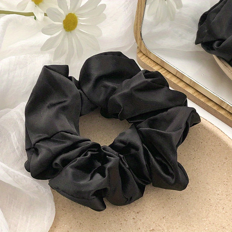 Satin Solid Scrunchies Hair Tie Sweet Style For Women Girls
