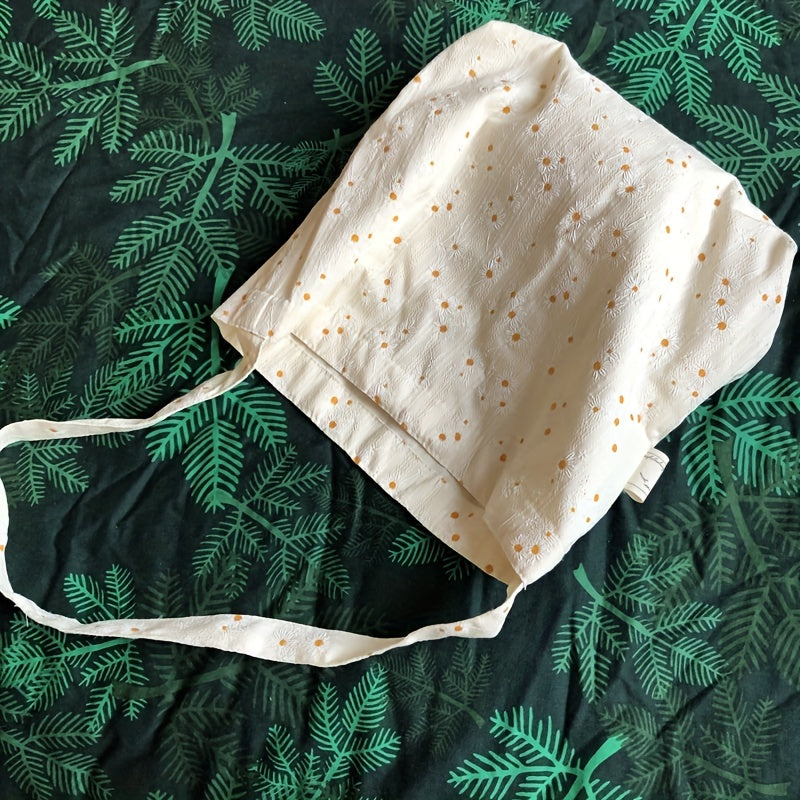 Casual Daisy Pattern Canvas Shoulder Bag Large Capacity Shopping Bag