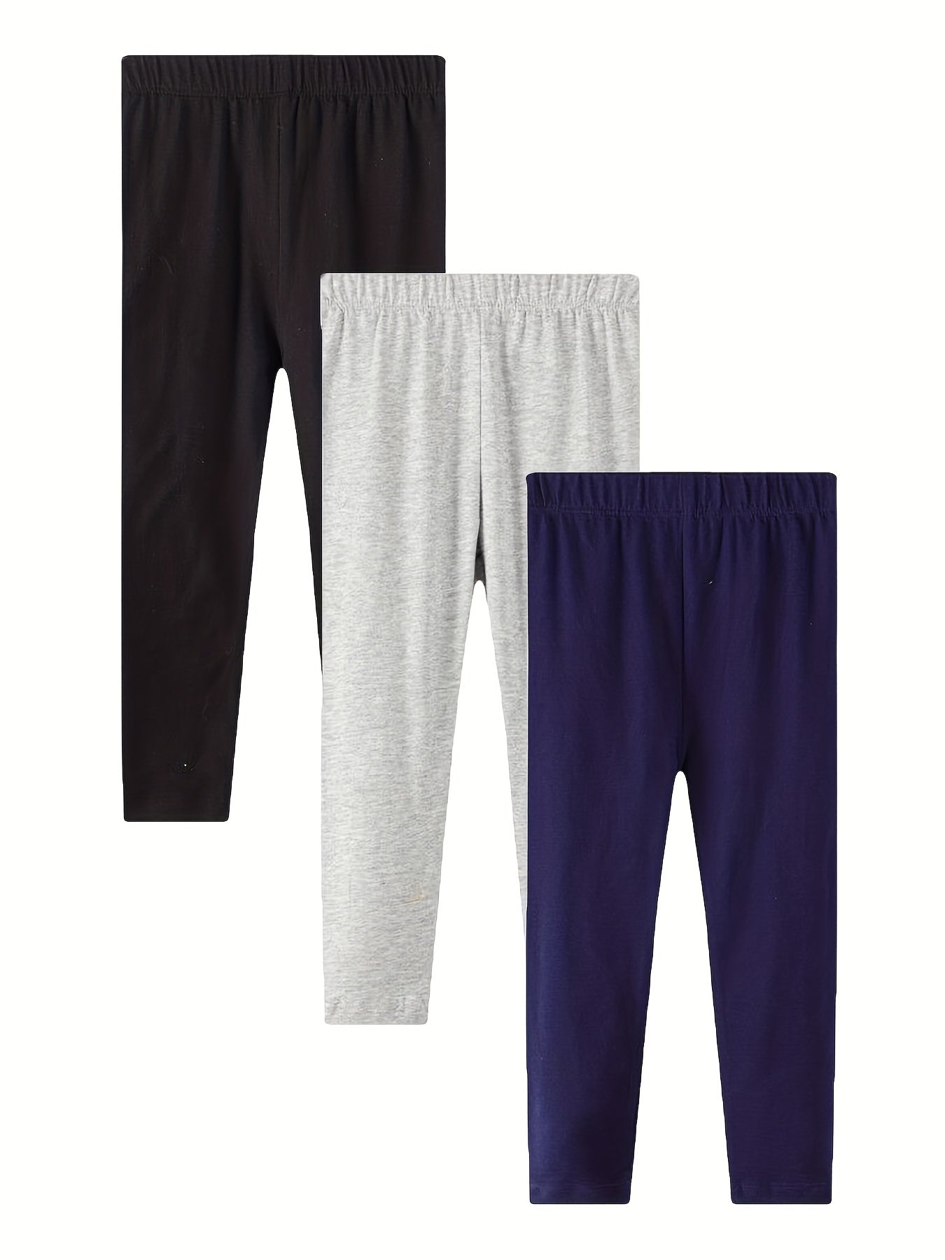 Girls 3pcs Solid Leggings Combo Set Cotton Stretch Tights Pants