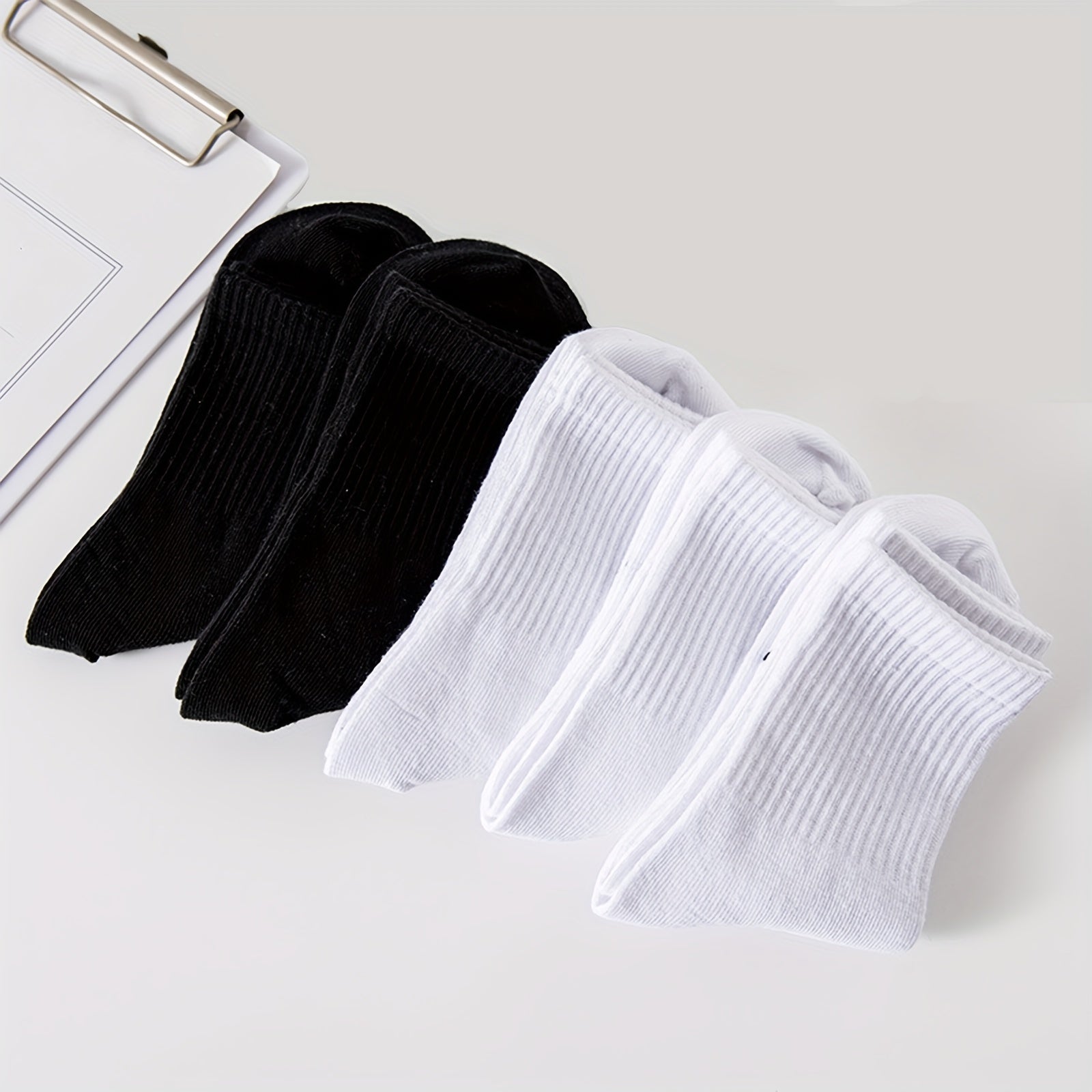 5Pairs Kids Cotton Thin Sports Crew Socks Unisex Boys Girls Solid Mid Tube