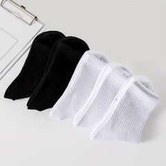 5Pairs Kids Cotton Thin Sports Crew Socks Unisex Boys Girls Solid Mid Tube