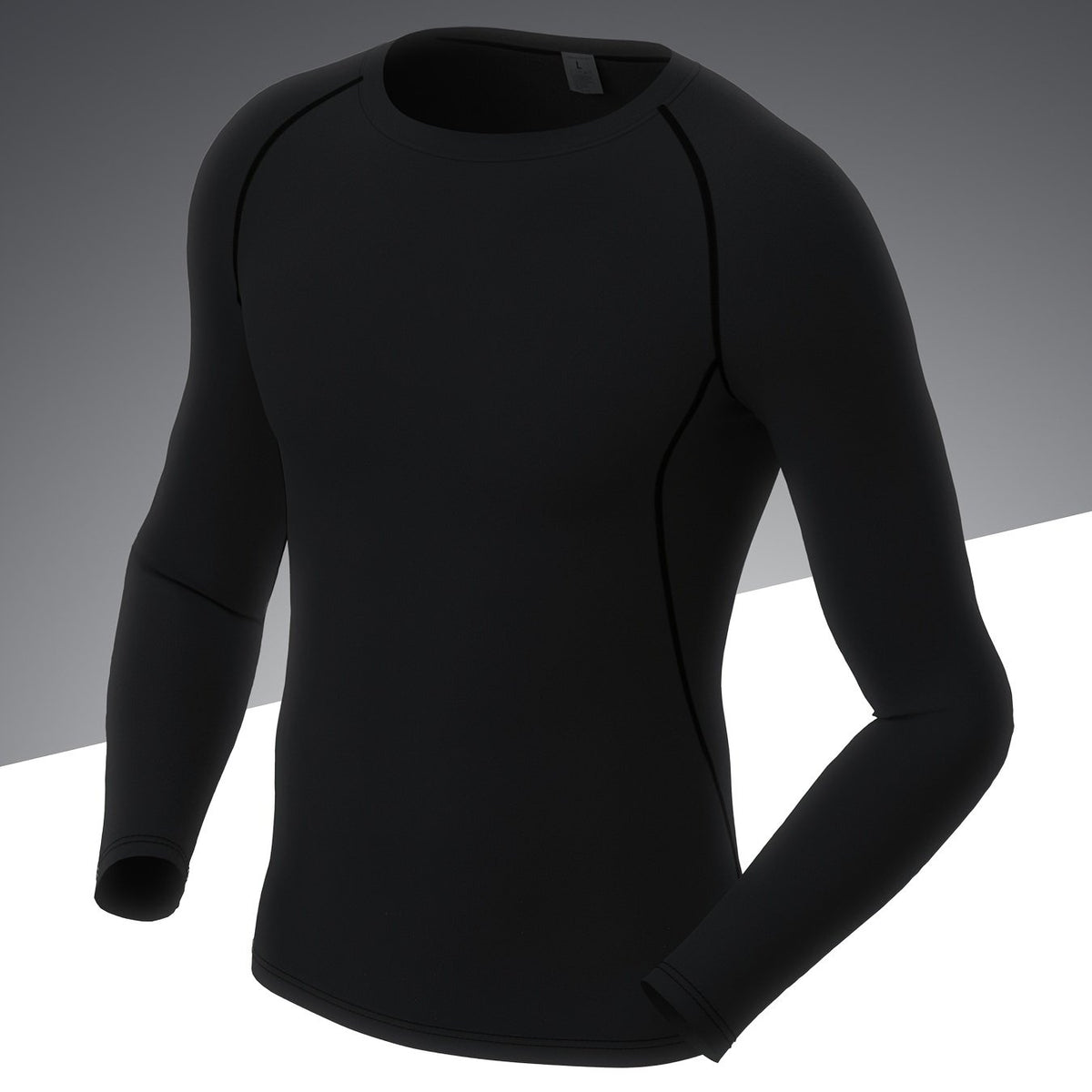 Men's Solid Workout Shirt High Stretch Compression Base Layer