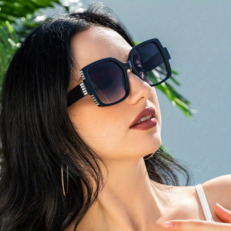 Y2K Square Sunglasses Rhinestone Gradient Glasses UV400