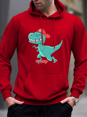 Anime Dinosaur Print Hoodie Men's Graphic Pullover Hooded Sweatshirt