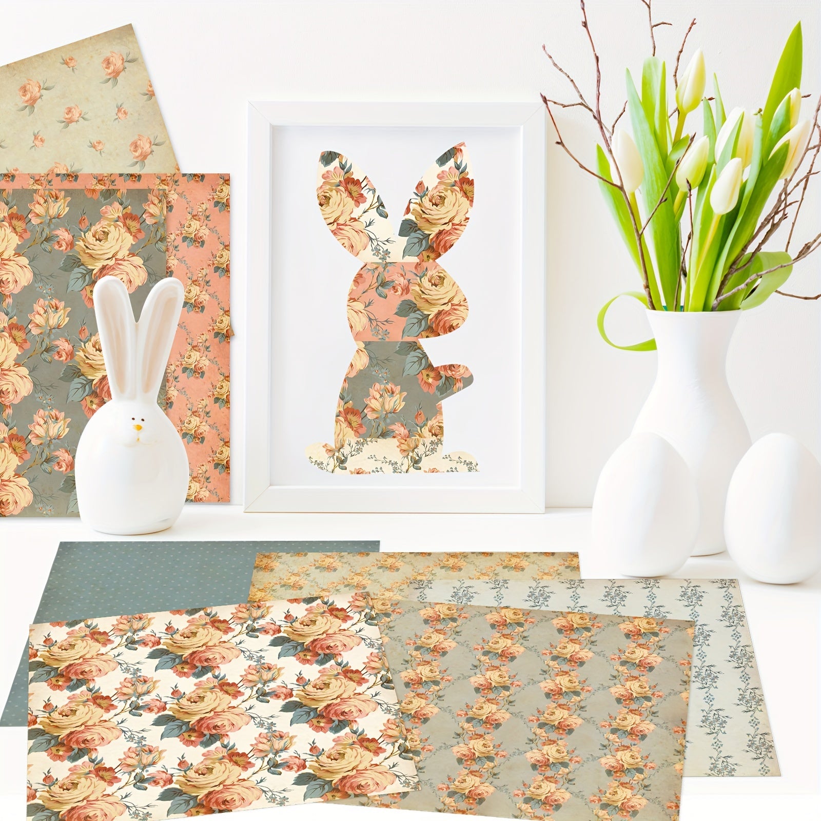 12pcs Flower Series Scrapbook Paper for DIY Photo Album Background