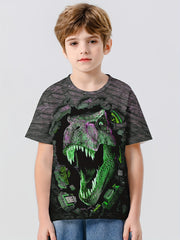 Boys' 3D Dino Graphic Tee for Outdoor Fun