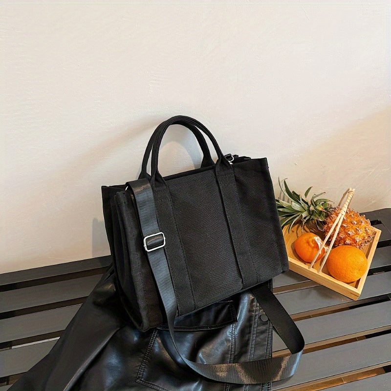 Solid Tote Bag Large Capacity Crossbody Bag Reusable Shopping Bag