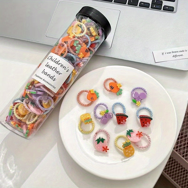 20pcs Cartoon Fruits Hair Tie for Girls Women