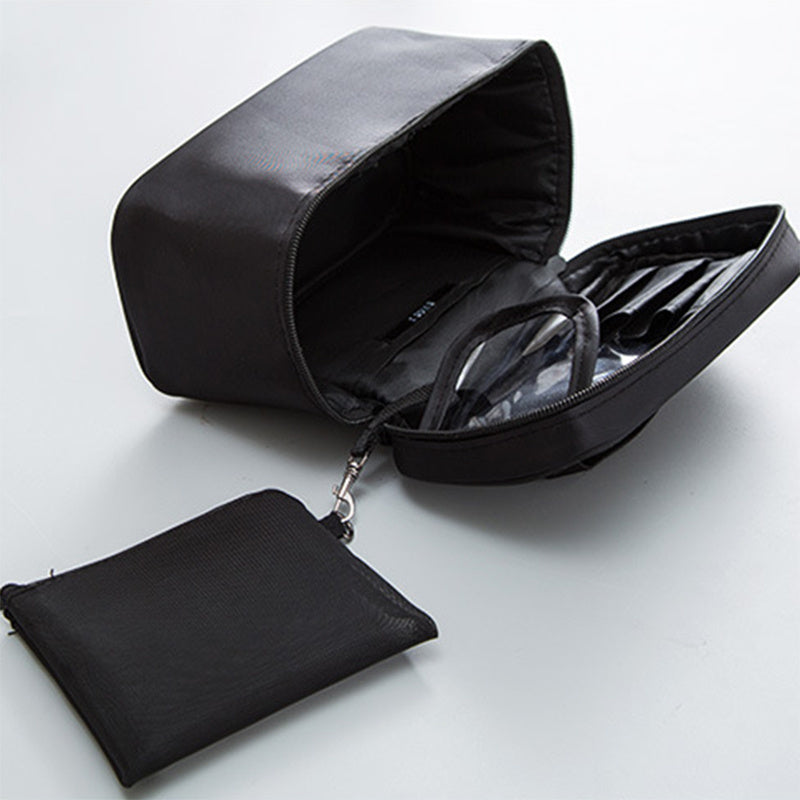 Portable Top Handle Cosmetic Bag Zipper Brush Organizer Makeup Storage Bag