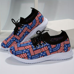 Women's Stripe Graphic Running Shoes Breathable Lace Up Sneakers