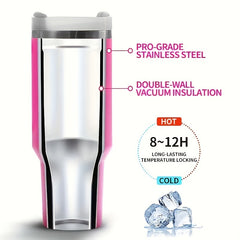 40oz Cat Claw Pattern Steel Water Bottle Insulated Tumbler w/Handle & Straw