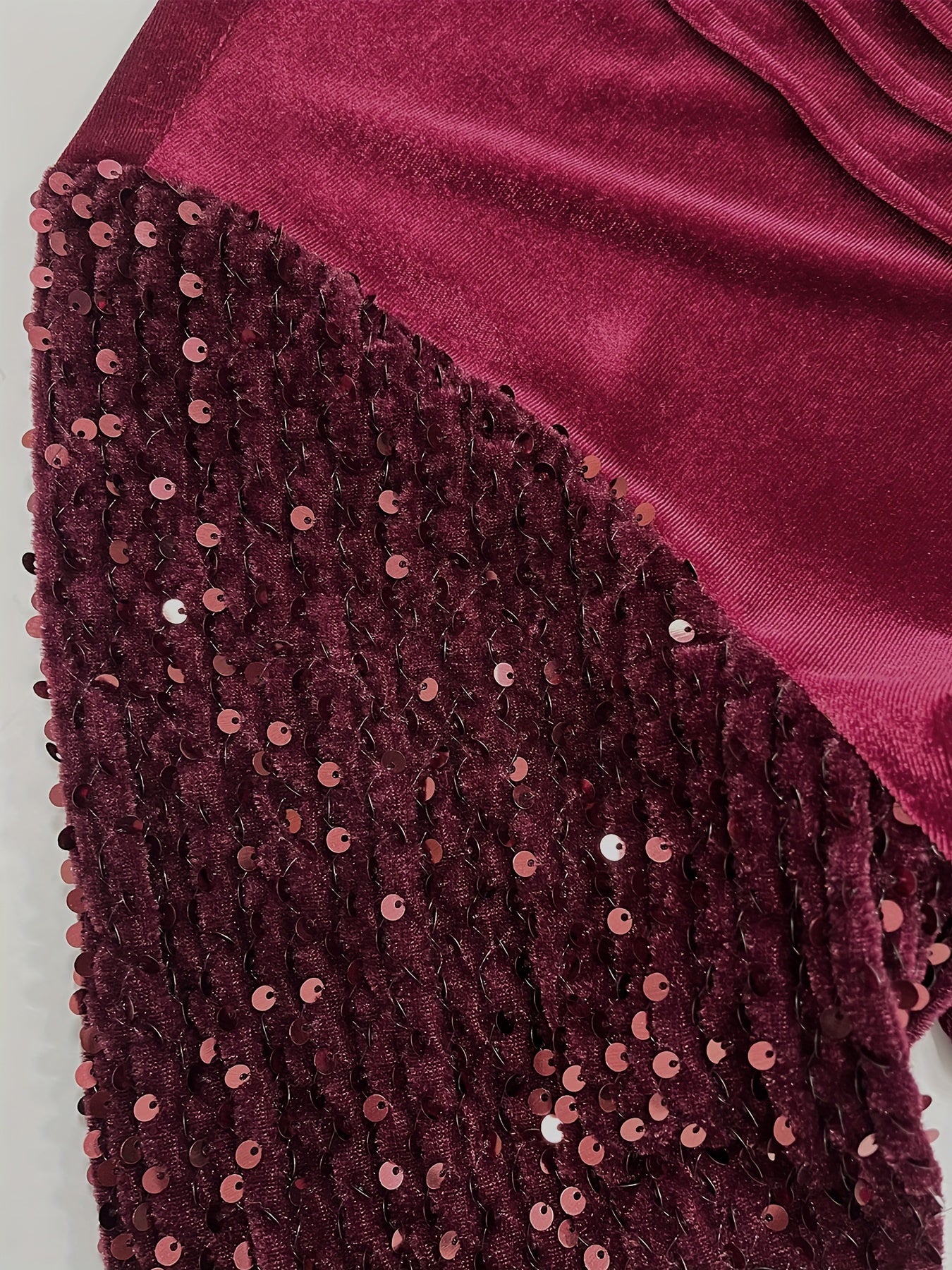  Sequin Long Sleeve Velvet Dress with Pockets