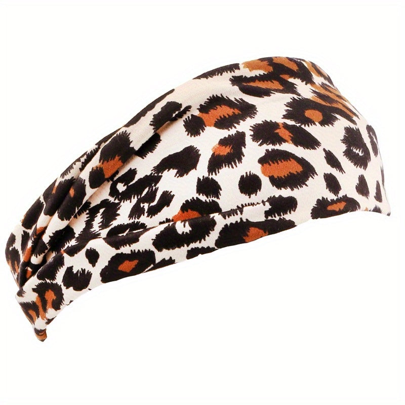 Leopard Print Wide Yoga Headband Sweatband Hair Band