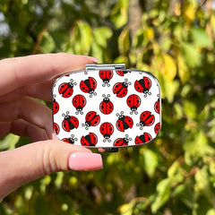 Mini Ladybug Pattern Pill Box Compact Organizer - Metal Medicine Case