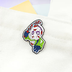 Halloween Alloy Masked Men With Chopper Pin