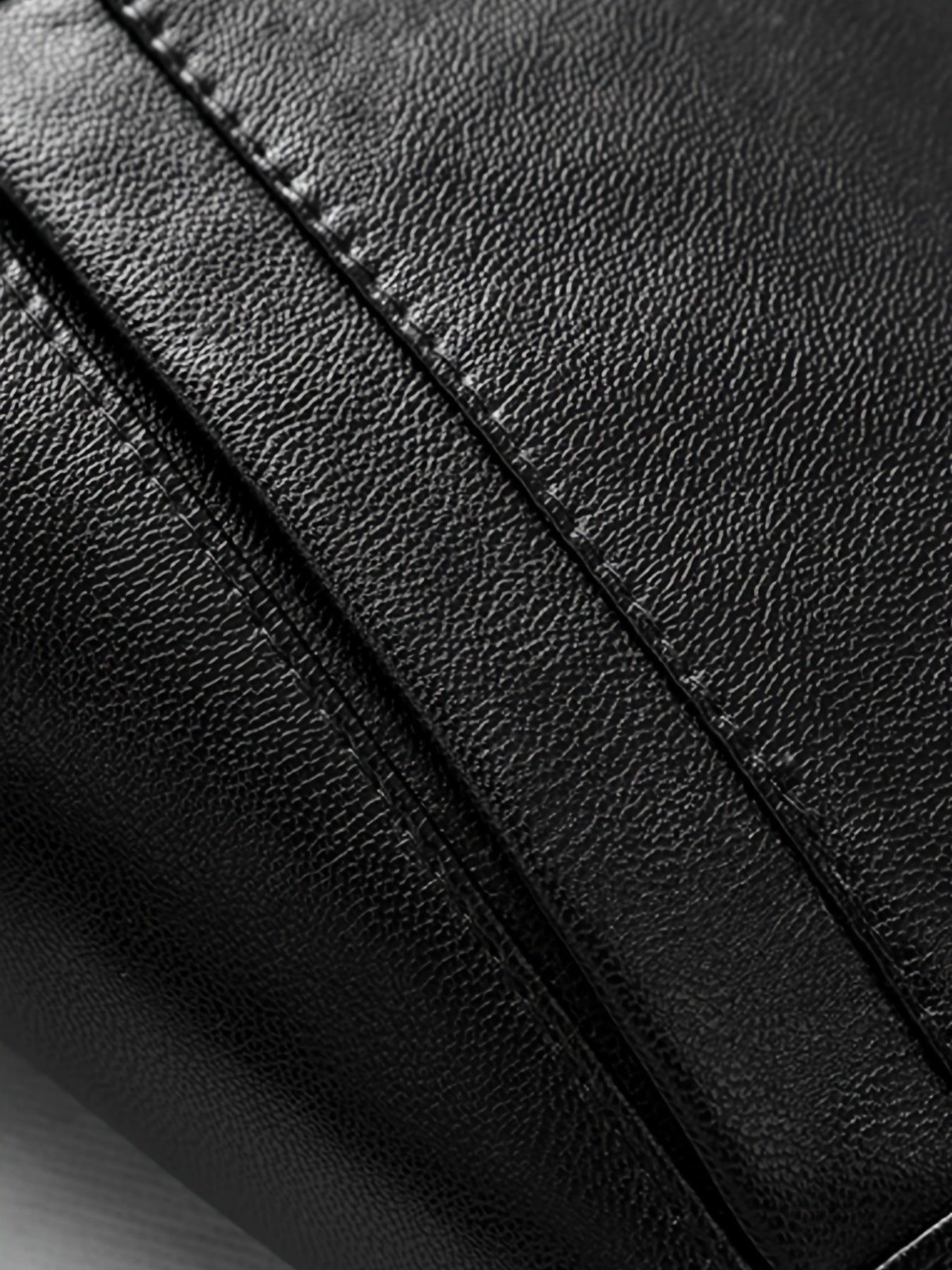 Men's Leather Jackets V neck Business Zipper Pockets