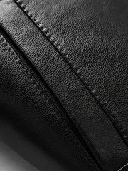 Men's Leather Jackets V neck Business Zipper Pockets