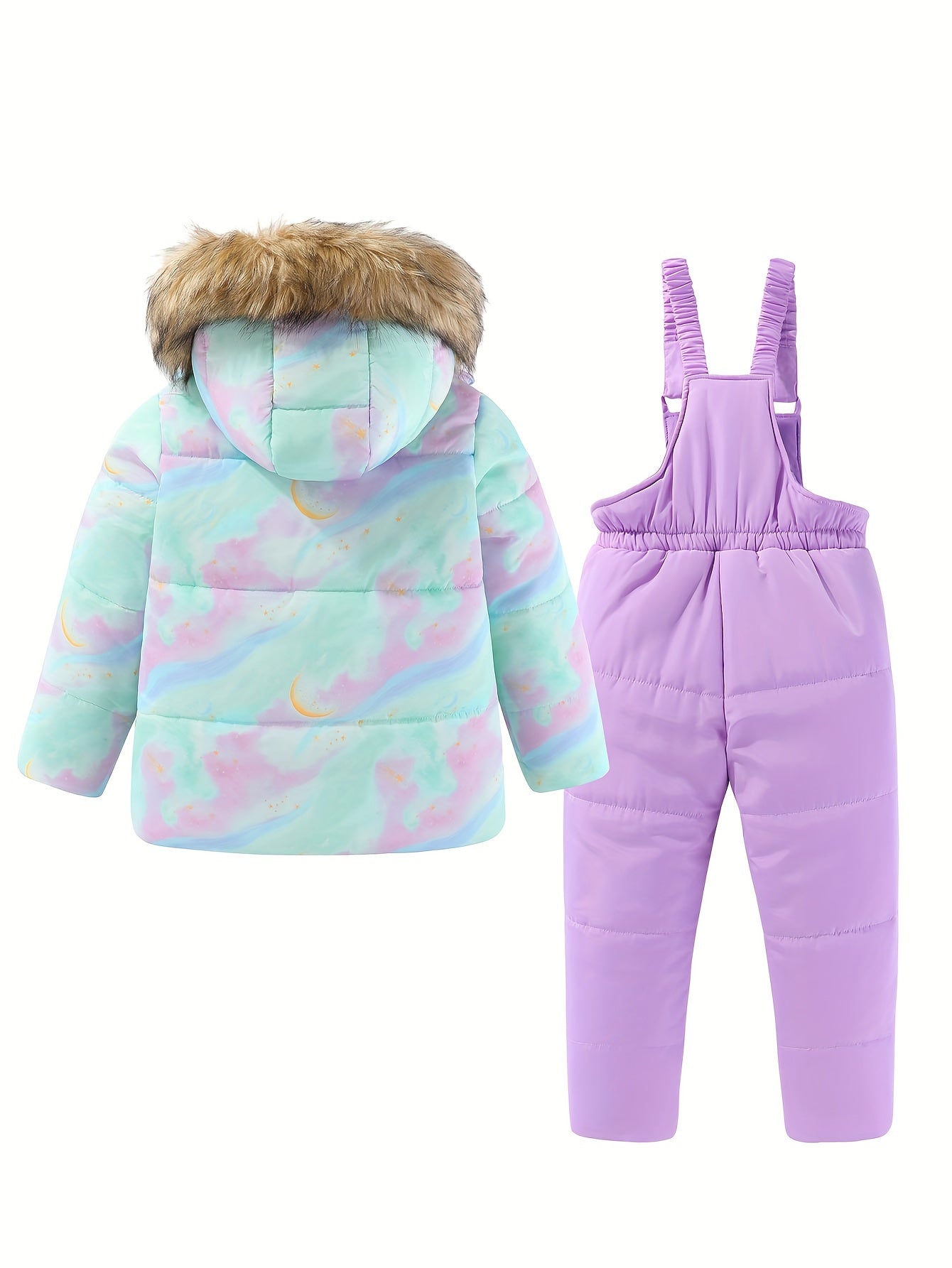 Girls Skiing Outfits Zip Front Hooded Coat Overalls