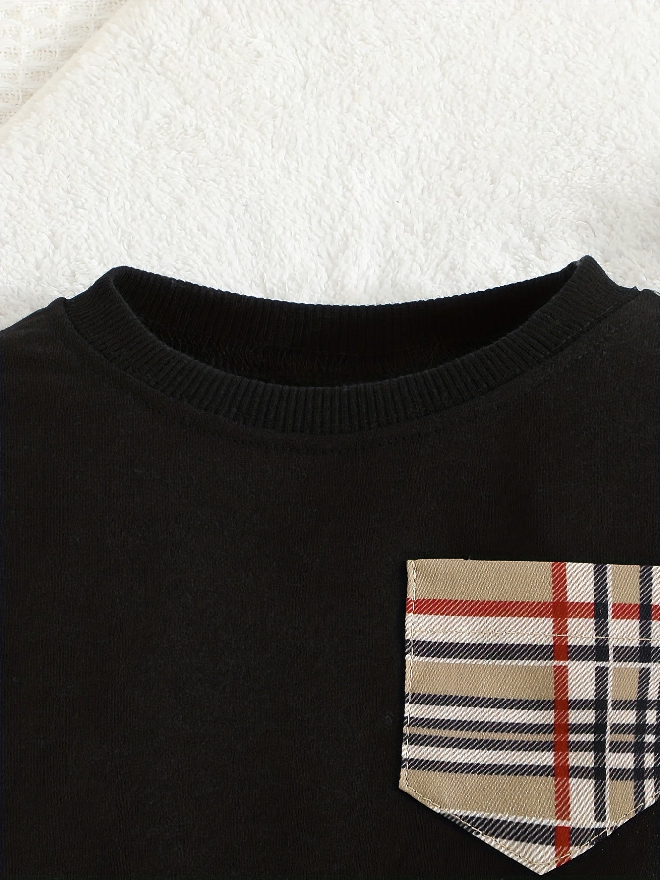 Baby Boys Long Sleeve Sweatshirt & Plaid Pants Set