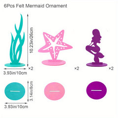 6pcs Mermaid Felt Ornaments Birthday Party Decoration Supplies