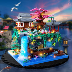1920pcs Peach Blossom Pool Landscape Building Blocks Set