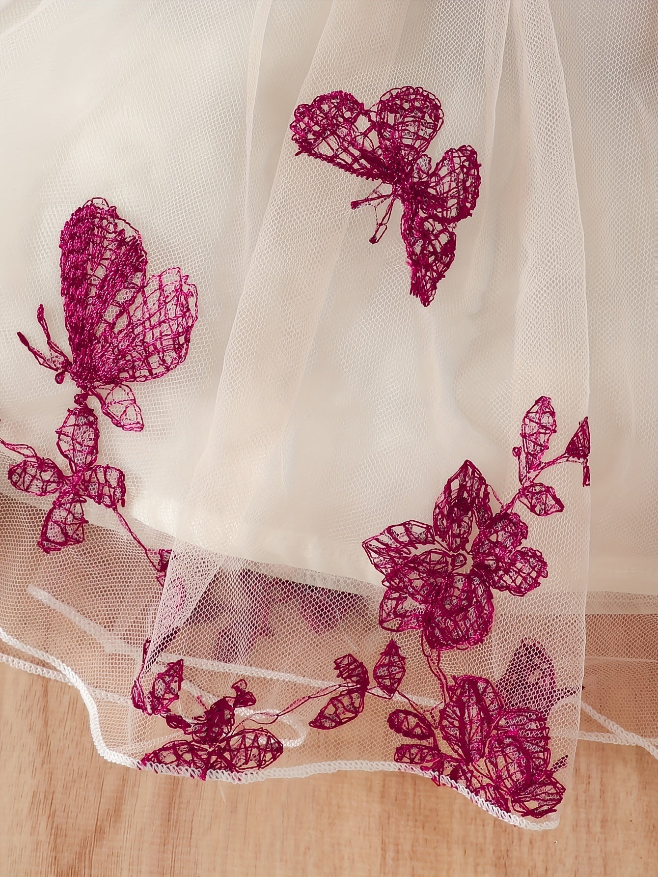 Kid Girl Butterfly Embroidery Tulle Ruffle Sleeve Dress