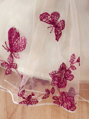 Kid Girl Butterfly Embroidery Tulle Ruffle Sleeve Dress