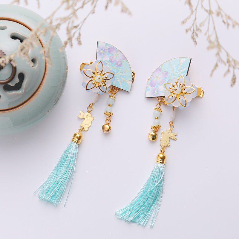 Rabbit Flower Hairpin Tassel Hair Clip Headdress for Girl