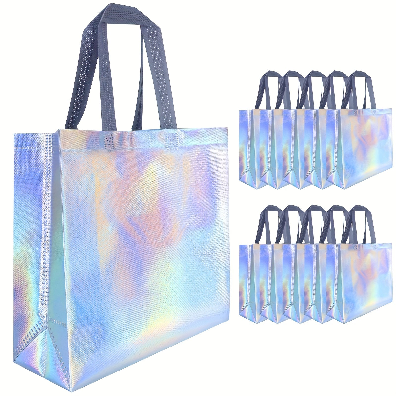10pcs Reusable Rainbow Iridescent Party Favor Bags