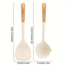 4pcs Portable Cooking Utensils Set Durable Frying Spatula Rice Soup Spoon