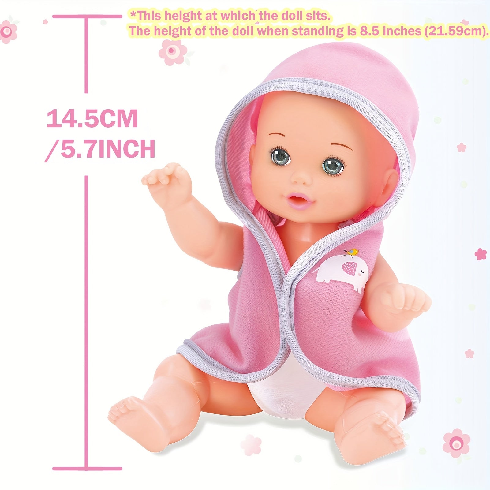 Belinda 21" Baby Doll W Bathtime Set 5 Accessories Included