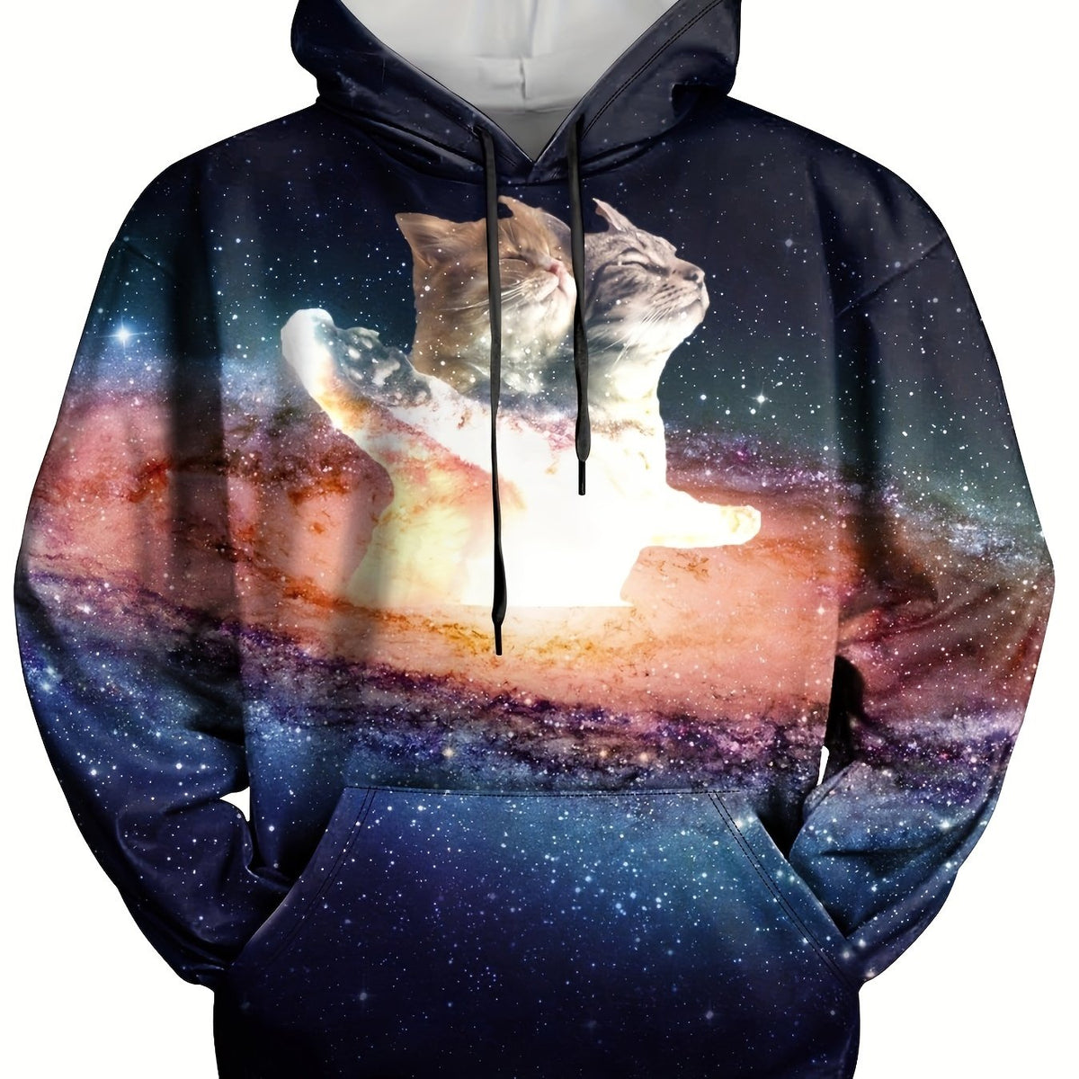 Galaxy Print Hoodie Men Loose Pullover Autumn Winter
