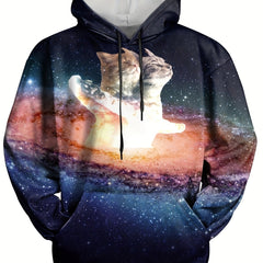 Galaxy Print Hoodie Men Loose Pullover Autumn Winter