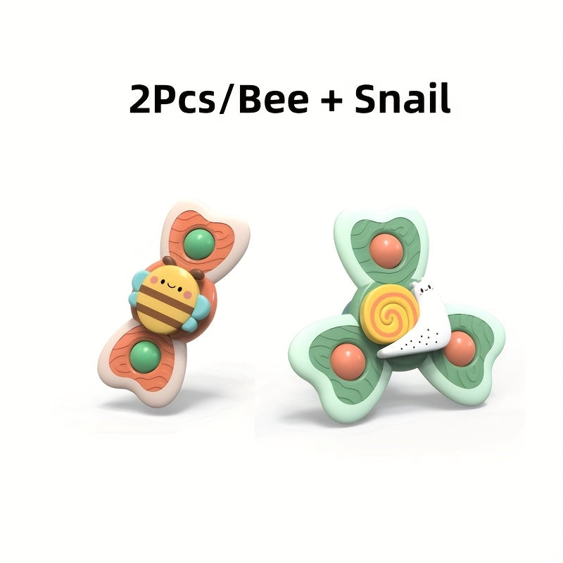 Colorful Cartoon Animal Suction Cup Spinning Top Toy