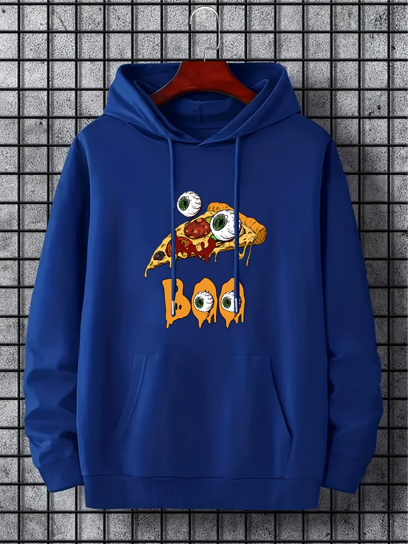 Scary Funny Pizza Cake Men's Hoodie for Fall Winter